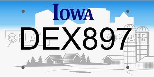 DEX897 Iowa License Plate