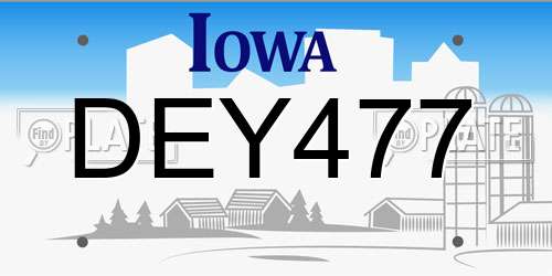 DEY477 Iowa License Plate