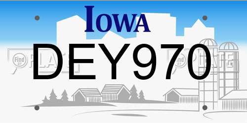 DEY970 Iowa License Plate
