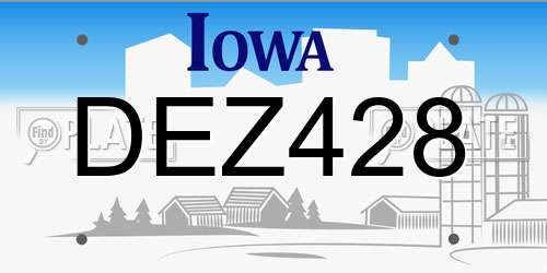 DEZ428 Iowa License Plate