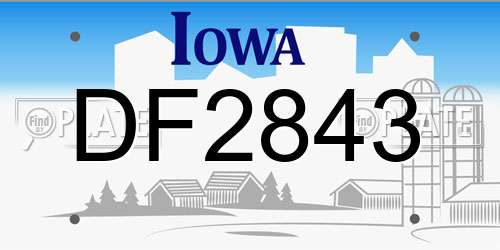 DF2843 Iowa License Plate