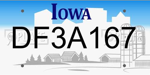 DF3A167 Iowa License Plate