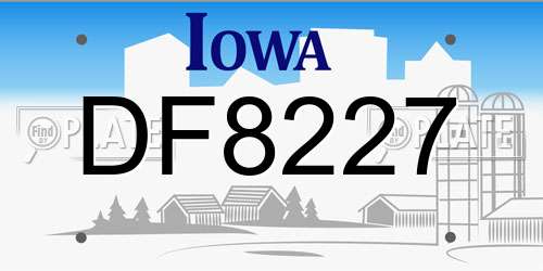 DF8227 Iowa License Plate
