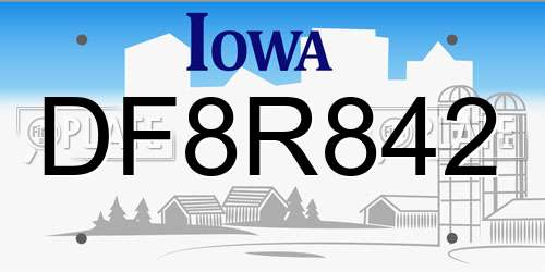 DF8R842 Iowa License Plate