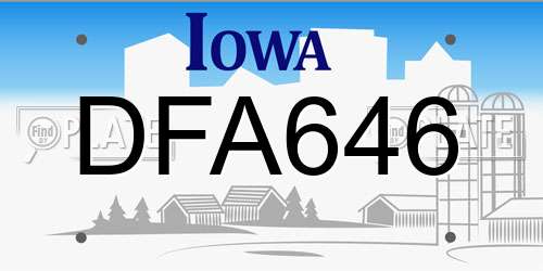 DFA646 Iowa License Plate