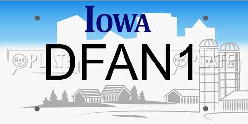 DFAN1 Iowa License Plate