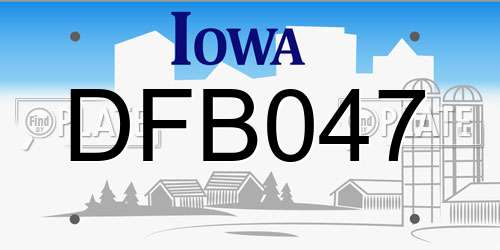 DFB047 Iowa License Plate