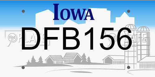 DFB156 Iowa License Plate