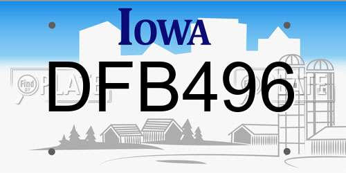 DFB496 Iowa License Plate