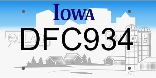 DFC934 Iowa License Plate