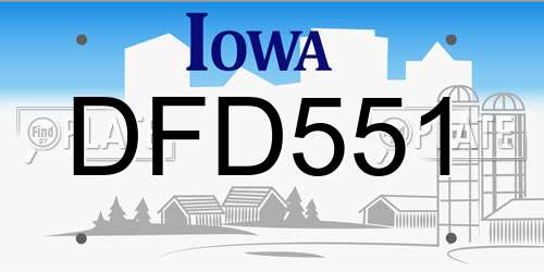 DFD551 Iowa License Plate