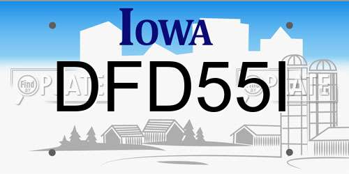 DFD55I Iowa License Plate