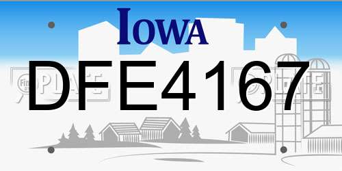DFE4167 Iowa License Plate