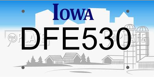 DFE530 Iowa License Plate