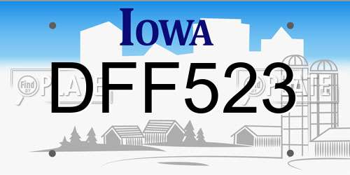 DFF523 Iowa License Plate
