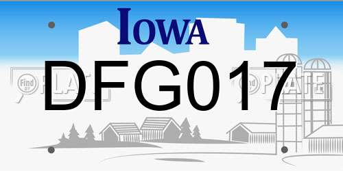 DFG017 Iowa License Plate