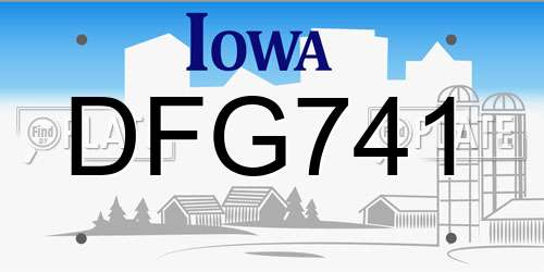 DFG741 Iowa License Plate