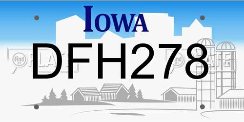 DFH278 Iowa License Plate