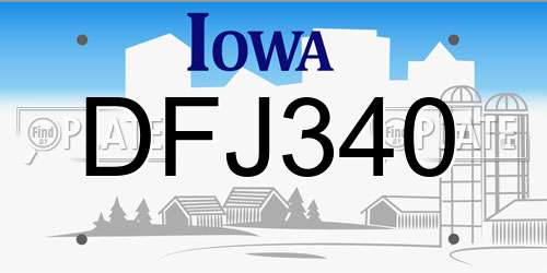 DFJ340 Iowa License Plate