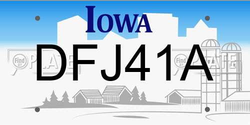 DFJ41A Iowa License Plate