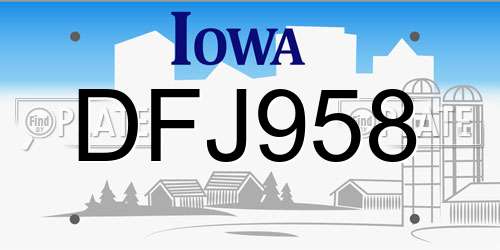 DFJ958 Iowa License Plate