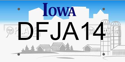 DFJA14 Iowa License Plate