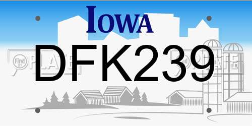 DFK239 Iowa License Plate
