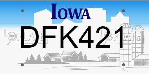 DFK421 Iowa License Plate