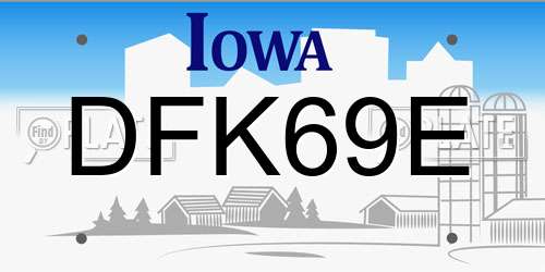 DFK69E Iowa License Plate