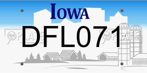 DFL071 Iowa License Plate