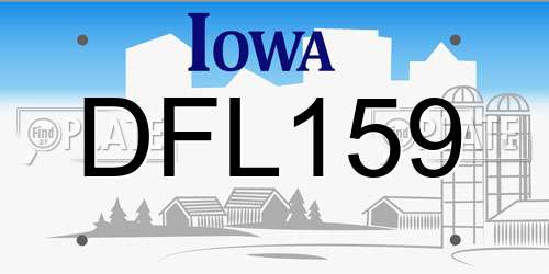DFL159 Iowa License Plate