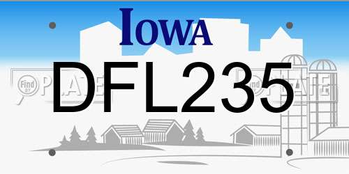 DFL235 Iowa License Plate