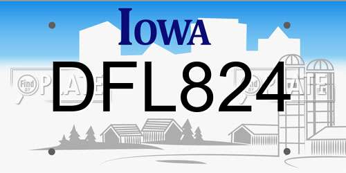 DFL824 Iowa License Plate