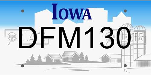 DFM130 Iowa License Plate