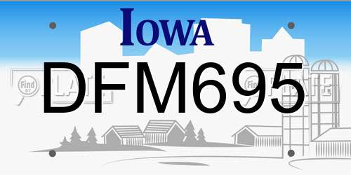DFM695 Iowa License Plate