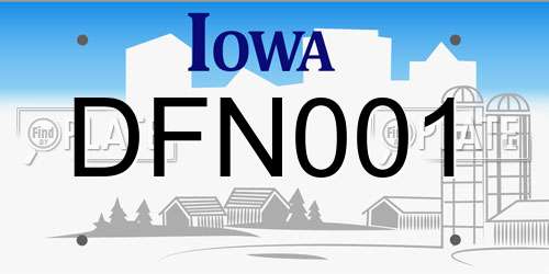 DFN001 Iowa License Plate