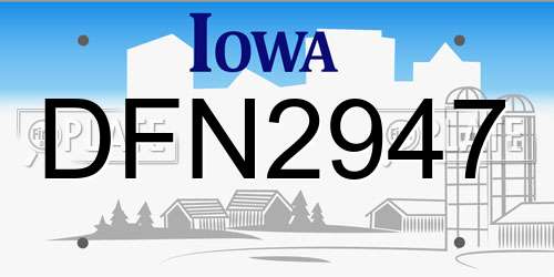 DFN2947 Iowa License Plate