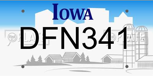 DFN341 Iowa License Plate