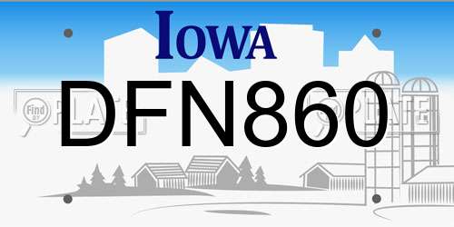 DFN860 Iowa License Plate