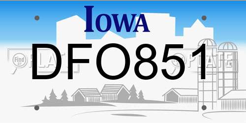 DFO851 Iowa License Plate