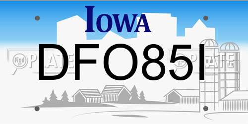 DFO85I Iowa License Plate