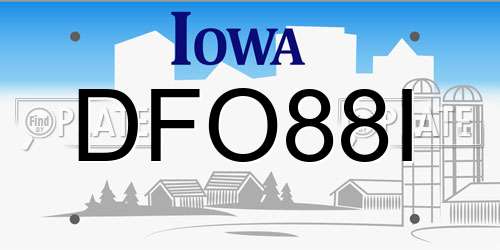 DFO88I Iowa License Plate