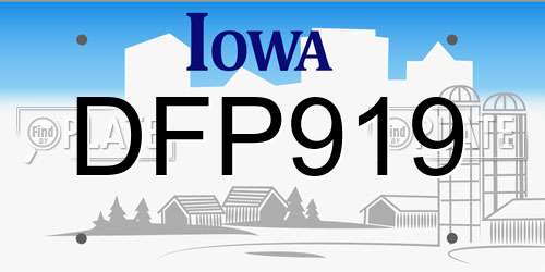 DFP919 Iowa License Plate