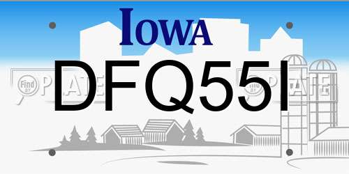 DFQ55I Iowa License Plate