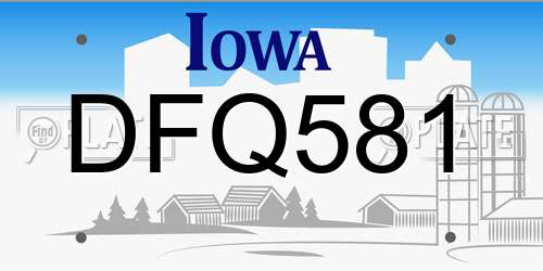 DFQ581 Iowa License Plate