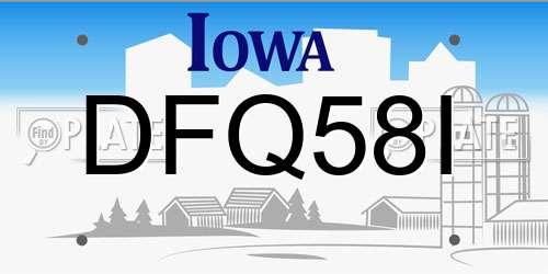 DFQ58I Iowa License Plate