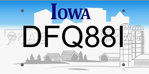 DFQ88I Iowa License Plate