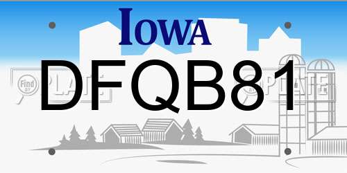 DFQB81 Iowa License Plate