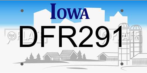 DFR291 Iowa License Plate