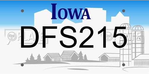 DFS215 Iowa License Plate